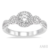 1/2 ctw Diamond Engagement Ring with 1/5 ct Round Cut Center Stone in 14K White Gold