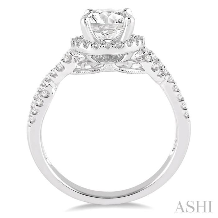 1/2 ctw Diamond Engagement Ring with 1/5 ct Round Cut Center Stone in 14K White Gold
