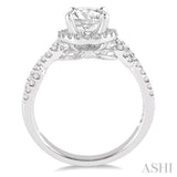 1/2 ctw Diamond Engagement Ring with 1/5 ct Round Cut Center Stone in 14K White Gold