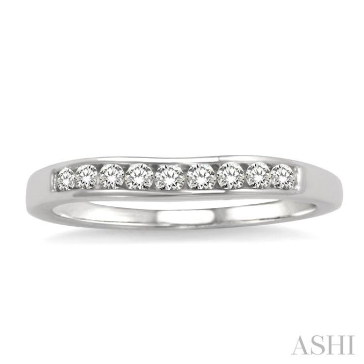 1/6 Ctw V Shape Round Cut Diamond Matching Wedding Band in 14K White Gold