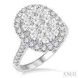 2 ctw Oval Shape Diamond Lovebright Ring in 14K White Gold