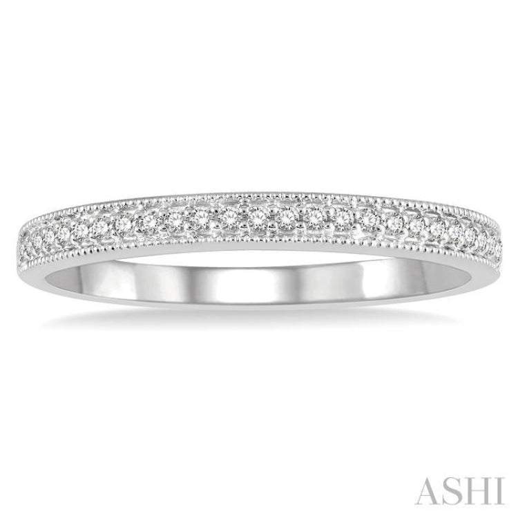 1/10 Ctw Round Cut Diamond Wedding Band in 14K White Gold