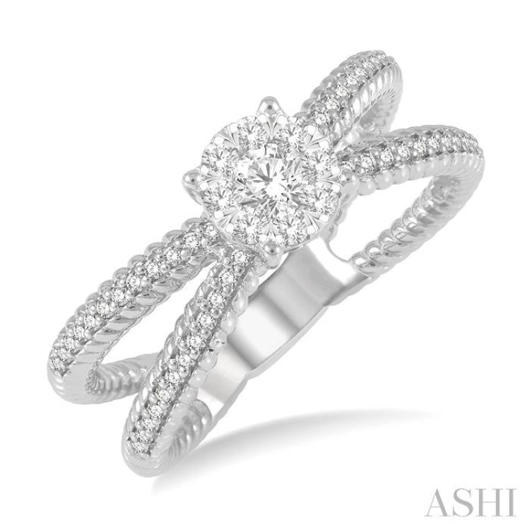 1/2 Ctw Firefly Lovebright Round Cut Diamond Cluster Ring in 14K White Gold