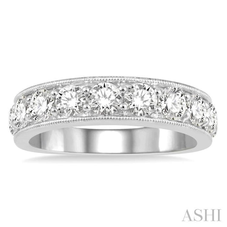 2 Ctw Round Cut Diamond Wedding Band in 14K White Gold