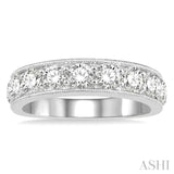 2 Ctw Round Cut Diamond Wedding Band in 14K White Gold