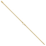 14k Polished Open Heart and Bismark Chain 10 inch Anklet