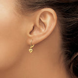 14k Madi K Puffed Polished Heart Drop Childrens Leverback Earrings
