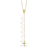 14k Polished Crucifix and Miraculous Medal 2mm Beaded 19.5 inch Rosary Necklace