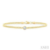 1/4 Ctw Round Cut Diamond Curb Link Bracelet in 14K Yellow Gold