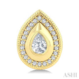1/3 Ctw Open Window Pear and Round Cut Golden Glow Diamond Fashion Stud Earrings in 14K Yellow Gold