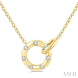 1/6 Ctw Round Cut Diamond Interlocked Mosaic Circle Fashion Petite Pendant With Chain in 10K Yellow Gold