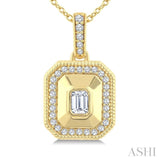 1/4 Ctw Open Window Octagon and Round Cut Golden Glow Diamond Fashion Pendant With Chain in 14K Yellow Gold
