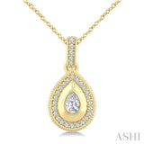 1/4 Ctw Open Window Pear and Round Cut Golden Glow Diamond Fashion Pendant With Chain in 14K Yellow Gold