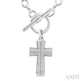 1/20 Ctw Cross Toggle Single Cut Diamond Fashion Necklace in Sterling Silver