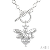 1/20 Ctw Bumble Bee Toggle Single Cut Diamond Fashion Necklace in Sterling Silver