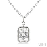 1/10 Ctw Rectangle Fluted Medallion Single Cut Diamond Star of David Pendant With Chain in Sterling Silver