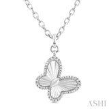 1/10 Ctw Butterfly Fluted Medallion Single Cut Diamond Pendant With Chain in Sterling Silver