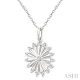 1/5 Ctw Round Cut Diamond Pirouette Circle Fluted Fashion Pendant With Chain in 10K White Gold