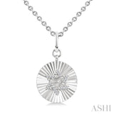 1/10 Ctw Round Fluted Medallion Single Cut Diamond Star of David Pendant With Chain in Sterling Silver