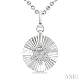 1/10 Ctw Round Fluted Medallion Single Cut Diamond Star of David Pendant With Chain in Sterling Silver