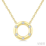 1/8 Ctw Hollow Cut Circle Round Cut Diamond Petite Pendant With Chain in 10K Yellow Gold