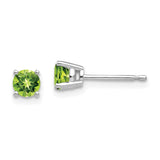 14k White Gold 4mm Round Peridot Post Earrings