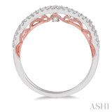 1/5 ctw Round Cut Diamond Two Tone Wedding Band in 14K White and Rose Gold