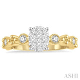 1/3 Ctw Oval Shape Accentuated Shank Lovebright Diamond Cluster Ring in 14K Yellow and White Gold