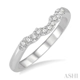 1/6 Ctw Waves Center Round Cut Diamond Wedding Band in 14K White Gold