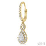 5/8 ctw Pear Shape Lovebright Diamond Earrings in 14K Yellow and White Gold