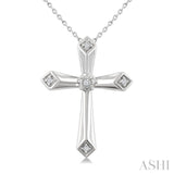 1/20 Ctw Single Cut Diamond Fashion Cross Pendant With Chain in Sterling Silver