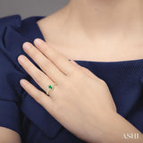 5x3 MM Oval Shape Emerald and 1/10 ctw Single Cut Diamond Ring in 10K Yellow Gold