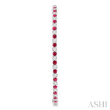 2.1 MM Ruby and Alternating 2 1/2 ctw Round Cut Inside-Out Diamond Precious Hoop Earrings in 14K White Gold