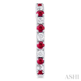 1.80 MM Round Shape Ruby and 1/4 Ctw Round Cut Diamond Precious Hoop Earrings in 10K White Gold