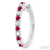 1.80 MM Round Shape Ruby and 1/4 Ctw Round Cut Diamond Precious Hoop Earrings in 10K White Gold