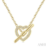 1/10 Ctw Heart Toggle Single Cut Diamond Petite Fashion Necklace in 10K Yellow Gold