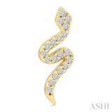 1/8 Ctw Petite Snake Round Cut Diamond Fashion Stud Earrings in 10K Yellow Gold