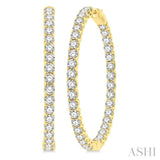 10 ctw Inside-Out Round Cut Diamond 1 3/4 Inch Hoop Earrings in 14K Yellow Gold