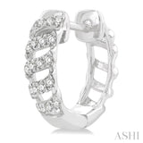 1/4 ctw Petite Open Swirl Round Cut Diamond Fashion Huggies in 10K White Gold