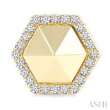 1/4 ctw Petite Hexagon Single Cut Diamond Halo Fashion Stud Earrings in 14K Yellow Gold