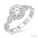 3/4 Ctw Diamond Engagement Ring with 1/2 Ct Round Cut Center Stone in 14K White Gold