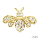 1/8 Ctw Petite Bumble Bee Round Cut Diamond Fashion Stud Earrings in 10K Yellow Gold