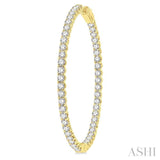 5 ctw Inside-Out Round Cut Diamond 1 3/4 Inch Hoop Earrings in 14K Yellow Gold