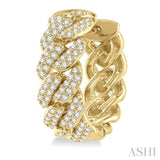 3/4 ctw Round Cut Diamond Cuban Link Hoop Earring in 14K Yellow Gold