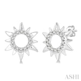 1/10 Ctw Petite Sun Round Cut Diamond Fashion Stud Earrings in 10K White Gold