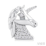 1/10 Ctw Petite Unicorn Round Cut Diamond Cut Fashion Stud Earrings in 10K White Gold