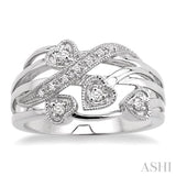 1/20 ctw Single Cut Diamond Crossover Heart Ring in Sterling Silver