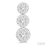 1 Ctw Hanging Triple Mount Lovebright Round Cut Diamond Earrings in 14K White Gold