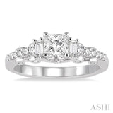 3/4 Ctw Diamond Engagement Ring with 3/8 Ct Princess Cut Center Stone in 14K White Gold