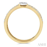 1/3 ctw Twin Band Pear Shape Lovebright Round Cut Diamond Fashion Ring in 14K Yellow and White Gold